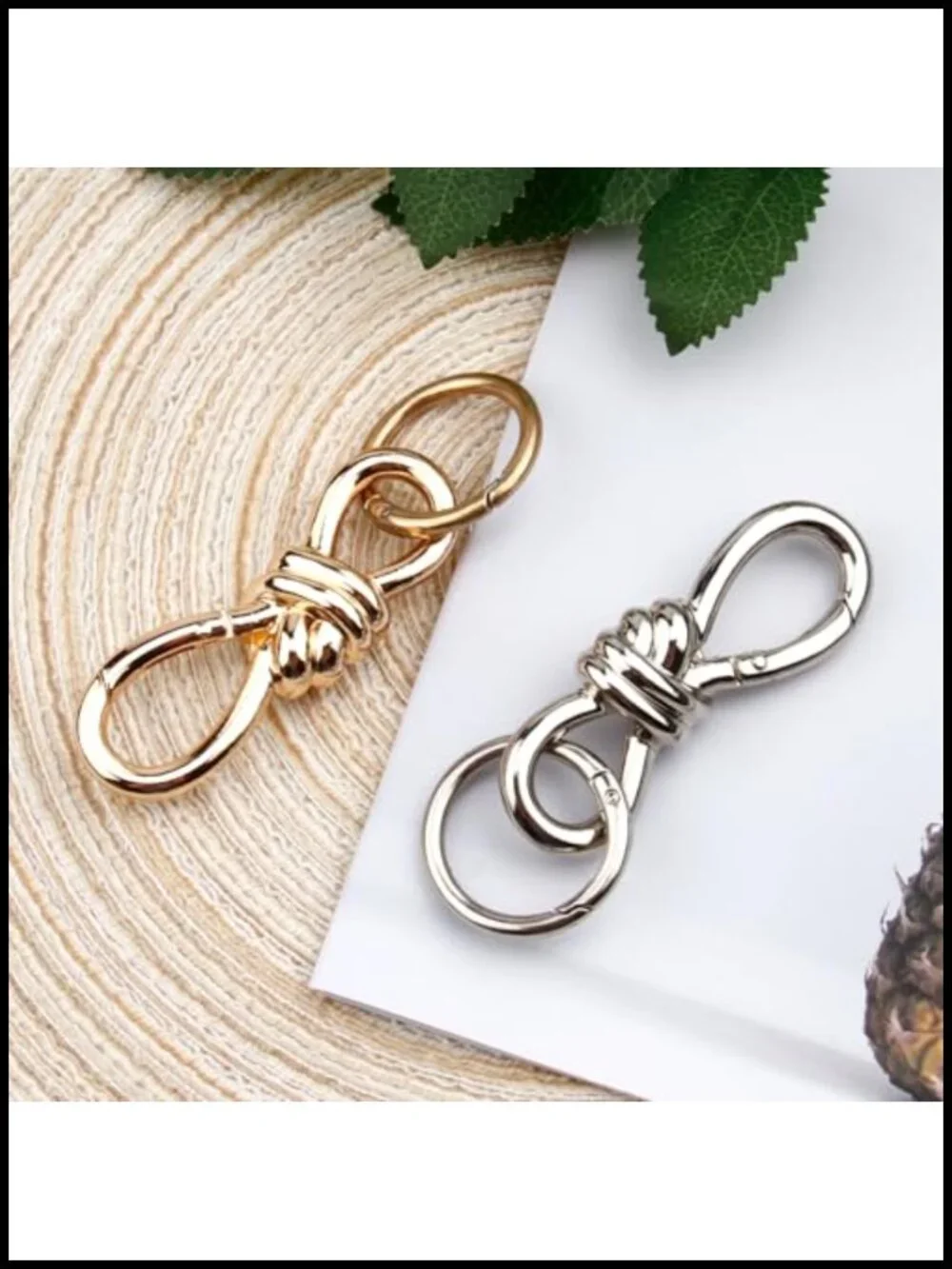 2pk Alloy Bag Charm Keychain Vintage D-Ring Hook